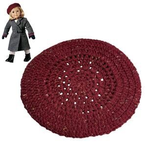 American Girl Doll Kit Beret Knit Hat Burgundy Kit's Winter Coat Accessory Cap